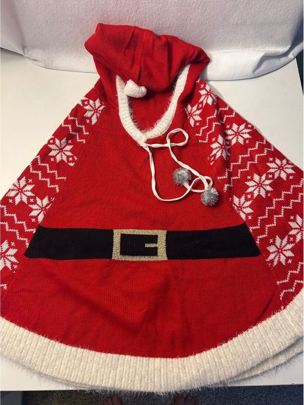 Christmas Santa Shoulder Shaw/Shrug With Hood